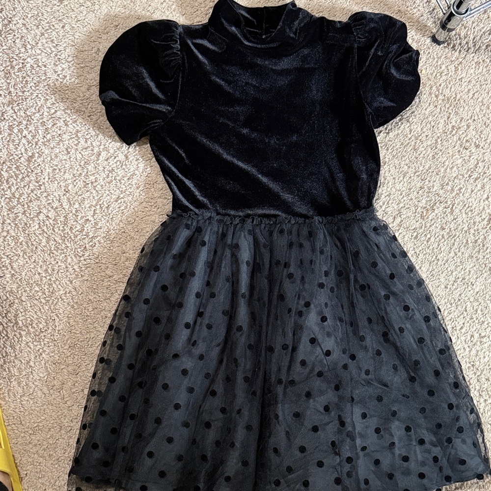 btween Black Velvet & Polka Dot Tulle Party Dress 🖤💚